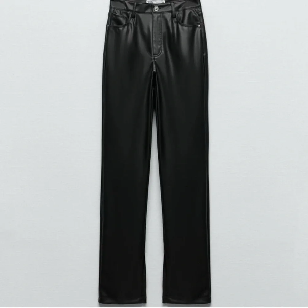 Zara Black Flare Leather Pants